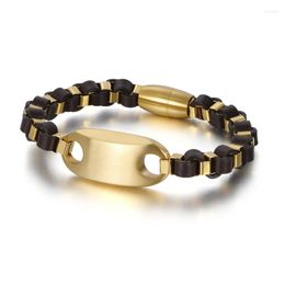 Pulseira moda masculina corrente de ouro pulseira pulseiras cor legal aço inoxidável quadrado tag caixa pulseiras jóias