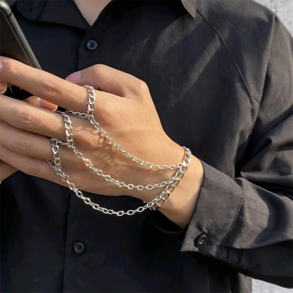 Brazalete de moda cadena de metal vinculado pulsera de dedo para hombres hip-hop masculino stree personalidad mano espalda joyería productos 2 uah