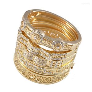 Brazalete de moda, diseño mixto, Color dorado, pulsera marroquí para mujer, brazalete nupcial, cristal completo, árabe, étnico, joyería de boda, regalo