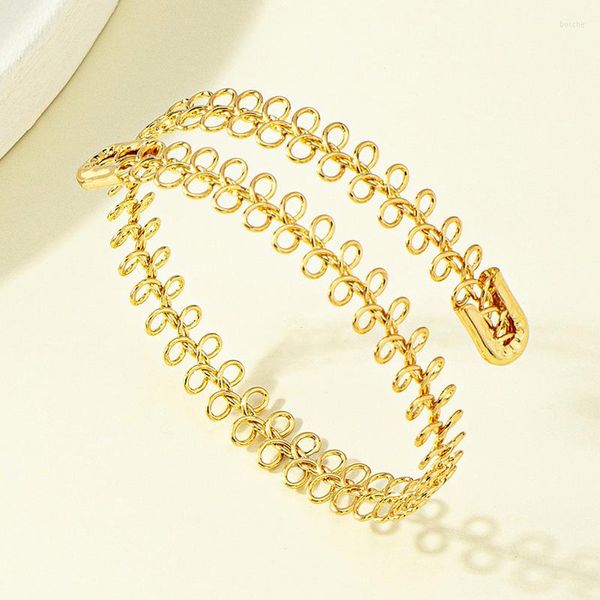 Brazalete de moda personalizado, pulsera de oro, brazaletes para mujer, dijes coreanos para mujer, joyería de mano Simple, brazalete ajustable, regalo