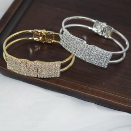Bangle Fashion Rhinestone Jewelry for Women Luxury Classic Crystal Pave Link Bracelet Wedding Party Accessoires Bridal GiftsBangle