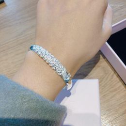 Bangle Mode Zilver Kleur Carve Pauw Voor Vrouwen Elegante Moeder Grootmoeder Geschenken Sieraden