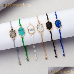 Bangle mode eenvoudige colorf kristallen handgemaakte geweven armband voor vrouwen diamant cluster was touw armband sieraden cadeau drop levering 202 dhos1