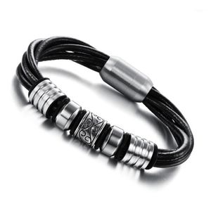 Brazalete de moda Simple de múltiples capas de cuero trenzado de Metal hebilla magnética pulsera de los hombres de moda Casual fiesta joyería regalos