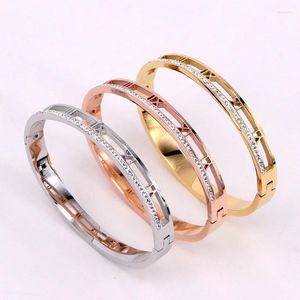 Bracelet mode acier inoxydable meilleur cristal creux chiffres romains Bracelet couleur or Rose femme femme cadeau de fête de mariage