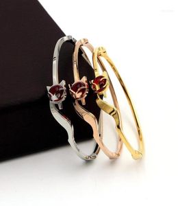 Bangle Fashion en acier inoxydable Meilleur bracelet animal de sexe en cristal rouge Couleur de l'or rose femelle Femme Femme Gift17971373
