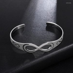 Brazalete Moda Acero inoxidable Infinito Símbolo Brazalete Encanto personalizado Pulseras abiertas a mano