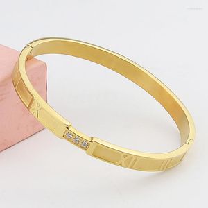 Bracelet mode acier inoxydable lettre chiffres romains incrusté Bracelet en cristal pour femme fête cadeau en gros