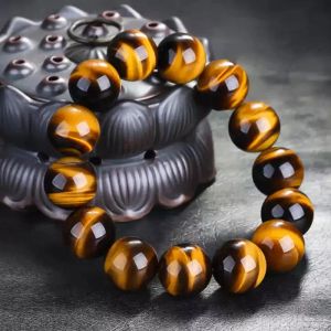 Bracelets d'oeil Tiger Fashion Bangle Men 5a 20 mm Nature Beads Bracelets For Women Stone Braslet Natural For Man fait à la main