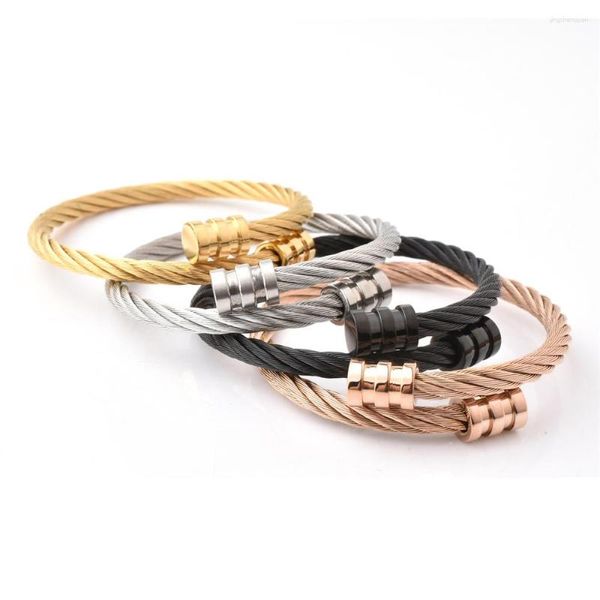 Brazalete de moda de alambre de acero de titanio para hombres y mujeres Hip-hop Punk apertura pulseras elásticas para hombres regalos de joyería de pareja de moda