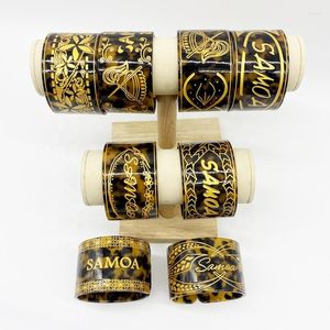 Bangle Mode Schildpad Manchet Brede Armbanden Samoa Tribal Met Goud Epoxy Verkoop Armband Voor Pacific Island Sieraden
