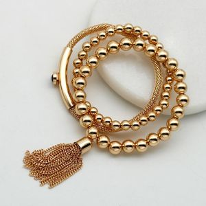 Bracelet tendance de la mode, pendentif de couleur métallique, bracelet de perles, style hip hop, convient aux couples, cadeaux de vacances, bijoux de fête 2023