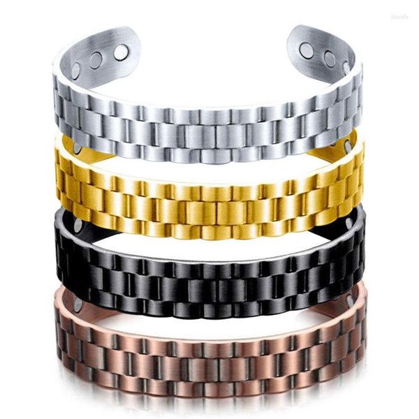 Brazalete Moda Tendencia Apertura Pulsera magnética ajustable Hombres Rejilla Imán Salud Equilibrio Terapia energética