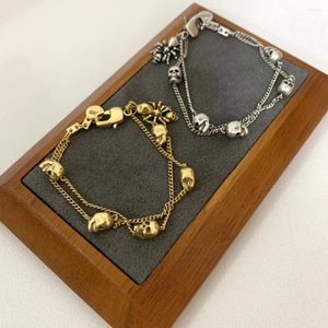 Bracelet tendance Hipop Vintage en acier inoxydable, squelette en argent doré, bracelets pour femme, bijoux de luxe, cadeaux