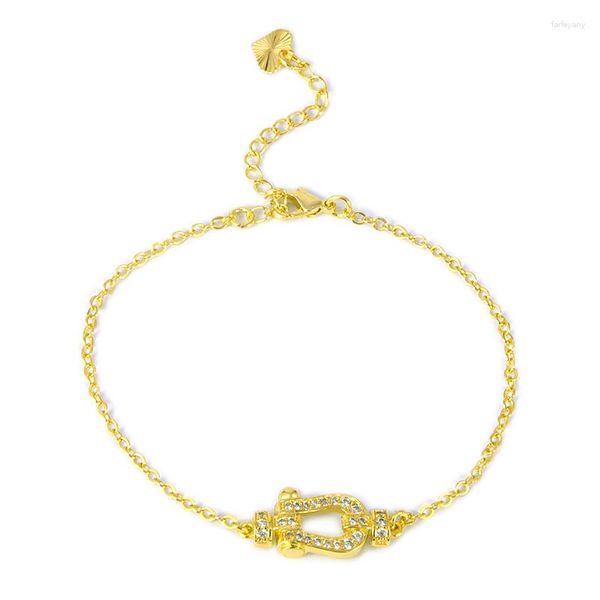 Brazalete de moda estilo de moda joyería de declaración llena de oro tipo U colgantes de diseño pulsera bonita de cobre chapada en oro para mujeres