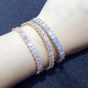 Bracelet Mode Femmes Baguette BraceletsBracelets Cubique Zircone Réglable Lien Manchette Pour Femme B-109