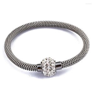 Bracelet mode femmes cristal Bracelet magnétique couleur or acier inoxydable rond fil torsadé cercle manchette fermoir Bracelets bijoux