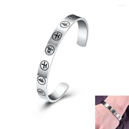 Bangle fashiona Chinese stijl schaakstuk C-vormige armband voor mannen roestvrij staal chuhe hanjie charm sieraden