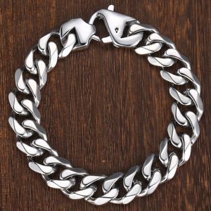 Bangle Modieuze mat gepolijste 316L roestvrij stalen armband voor heren jongen gesneden curve Cubaanse ketting hiphop sieraden cadeau 15mm HBM109 230719