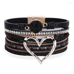 Brazalete Fashon bohemio múltiples pulseras hechas a mano Mujeres chicas metal corazón amor encanto broche magnético choque joyas regalo