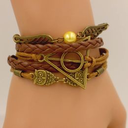 Bracelet Mode Bijoux Vintage Bronze Charme Potter Reliques Magiques Bracelet pour Femmes Hibou Aile Cadeaux 231215