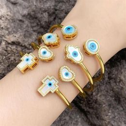 Bracelet Fine Plaqué Or 18 Carats Oeil Bleu Réglable Bracelets Ouverts Goutte D'eau Coquille Blanche 2022 Tendance Amour Coeur Croix Bijoux276v