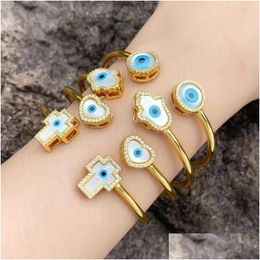 Bracelet Fine Plaqué Or 18 Carats Oeil Bleu Bracelets Ouverts Réglables Goutte D'eau Coquille Blanche 2022 Tendance Amour Coeur Croix Livraison De Bijoux Dh8Am