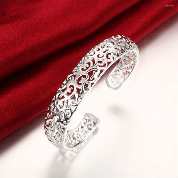 Bracelet fin 925 argent couleur creux motif bracelets bracelets pour femme réglable mode bijoux de luxe fête de mariage dame cadeau