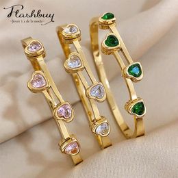 Bracelet Flashbuy Design Chic Zircon Amour Coeur Bracelets En Acier Inoxydable Bracelets Pour Femme Vintage Charme Bijoux De Fête Cadeau