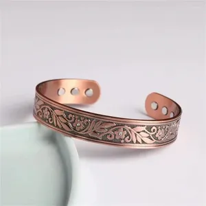 Bangle Bloem Magnetische Koperen Armband Gezondheid Energie Verstelbare Open Manchet Armbanden Armbanden Voor Vrouwen