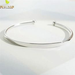 Bangle Flyleaf Merk 100% 925 Sterling Zilver Gladde Ronde Open Armbanden Armbanden Voor Vrouwen Minimalisme Dame Mode-sieraden 231027
