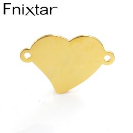 Bracelet Fnixtar 17.25*25.4mm en acier inoxydable miroir poli amour coeur charmes connecteurs bijoux à bricoler soi-même faisant pendentif 20 pièce/lot