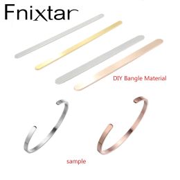 Bracelet fnixtar 50pcs / lot miroir en acier inoxydable rectangle charme vierge tampon tag bricolage c bracelet manche ouverte 1/2 * 6in 1/4 * 6in