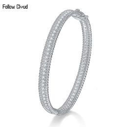 Bangle Follow Cloud 2mm 1.9ct 925 Sterling Zilver Alle Bangle Armbanden voor Vrouwen Bruiloft 18k Wit Vergulde Partij Sieraden 231005