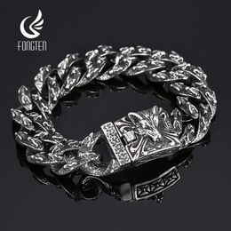 Bangle Fongten Punk Wolf Head Animal Men Bracelet Viking Retro en acier inoxydable Charme de bracele