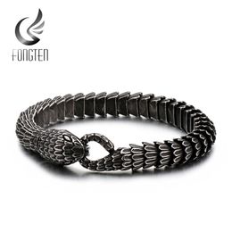 Bracelet Fongten Serpent Lien Chaîne Bracelets Pour Hommes En Acier Inoxydable Charme Hommes Bracelets Animal Viking Bracelet Rotre Noir Bijoux Cadeaux 230718