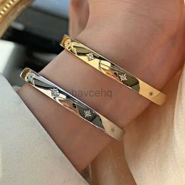 Bangle Foxanry Minimalistische zilveren kleur Zirkonen Bracelet voor vrouwelijke koppels trendy klassieke elegante geometrische handgemaakte feestjuwelencadeaus 240411