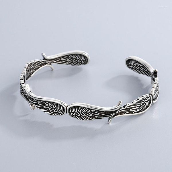 Bracelet FoYuan Fashion Design Bracelet Femme Coréenne Personnalité Ins Angel's Wing Retro Thai Silver