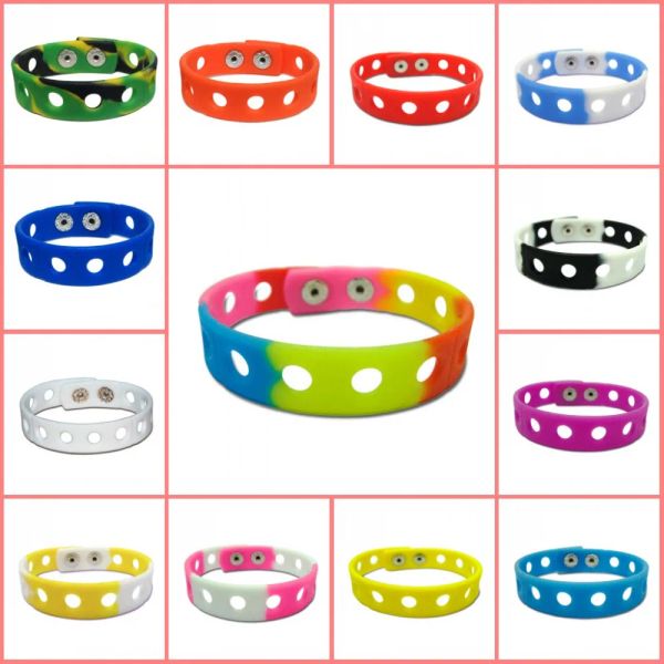 Brazalete DHL gratis 500pcs Color mixto Moda de silicona Muñecas Pulseras Bandas Al por mayor Fit For Shoe Charms 18cm Kids Xmas Gift