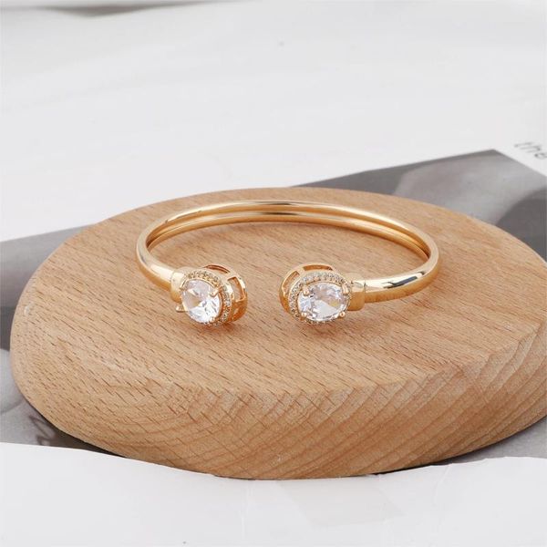 Brazalete de circonita francesa, pulsera de Color dorado de imitación, joyería versátil exquisita y elegante para mujer, regalo de Navidad al por mayor