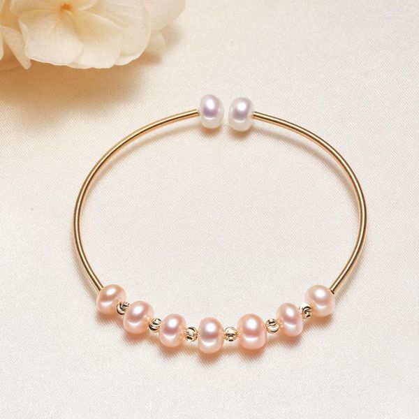 Bracelet Perle D'eau Douce Bracelet Élégant Ornement Petit Bijoux Pour Femmes Cuivre Galvanoplastie Beau Cadeau Copines Et Épouses Melv22