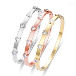 Bracelet FYSARA Luxe Coeur Forme Plaqué Or Blanc Zircon Manchette Géométrique CZ Cristal Bracelets Pour Femme Bijoux De Fête Cadeau