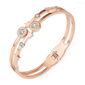 Brazalete FYSARA Cuentas de acero inoxidable Pulseras Brazaletes Pareja Números romanos Brazalete de cristal Joyería femenina Amante Pulseiras