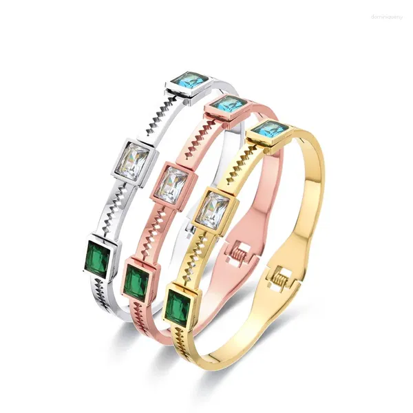 Bracelet FYSARA Bracelets en acier inoxydable coloré Zircon cristal bracelets fermeture éclair en dents de scie design bijoux pour femmes manchette chaîne fête cadeau
