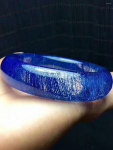 Bangle echte blauw natuurlijke gerutileerde kwarts armbanden dames dame helder kristal mode binnendiameter 57 mm