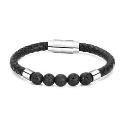 Bangle Echt Leer Crematie Armband Lava Rock Urn Voor As Vrouwen Mannen Memorial Keepsake Jewelry261J