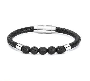 Bangle echte lederen crematie armband lava rock urn voor as damesmannen herdenkingen aandenkenjuwelen9416281