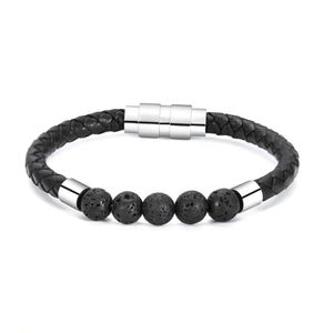 Bangle Echt Leer Crematie Armband Lava Rock Urn Voor As Vrouwen Mannen Memorial Keepsake Jewelry2463