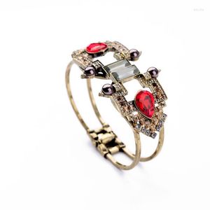 Bracelet géométrique cristal rouge goutte d'eau Vintage bijoux mode femmes déclaration gros Bracelet bracelets
