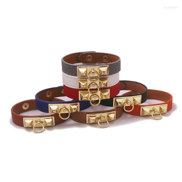 Bracelet géométrique texturé Rivet bracelets femmes réglable luxe rétro Punk bijoux marque Snap-attache poignet Bracelet hommes Z218